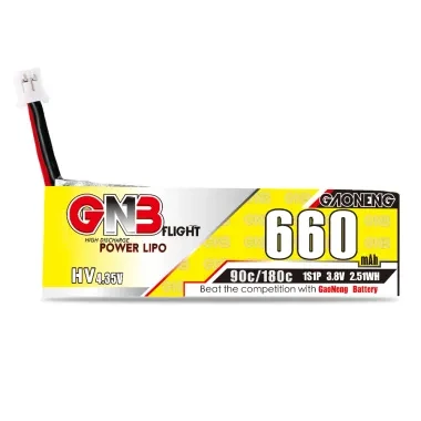 GNB LiPo 1S 660mAh 3.8V HV 90C PH 2.0 pigtail