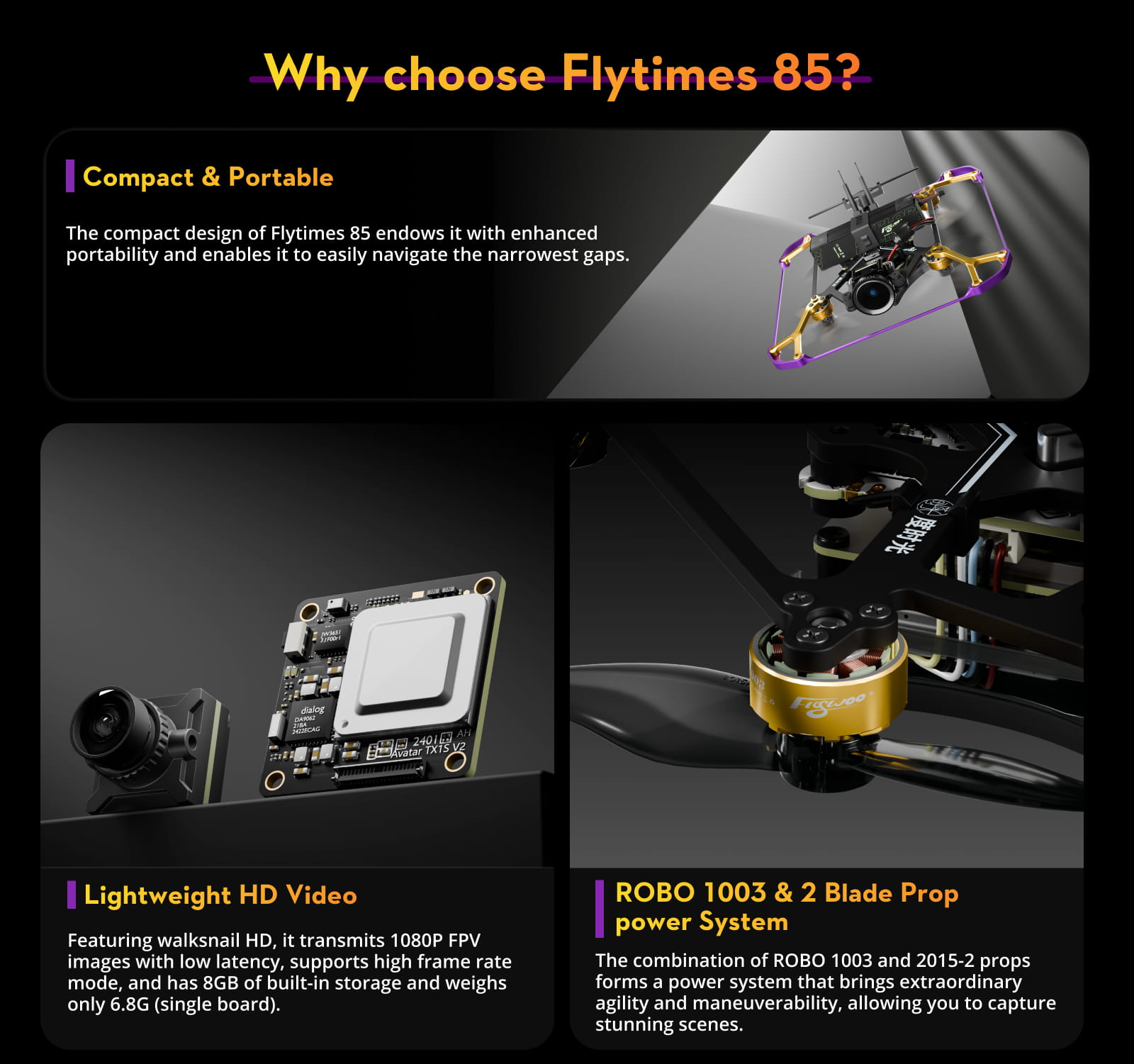 Flytimes 85 HD Walksnail 2S Micro Drone - ELRS 2.4g - zdjęcie opisowe