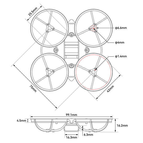 Air75 II Brushless Whoop Frame — diagram