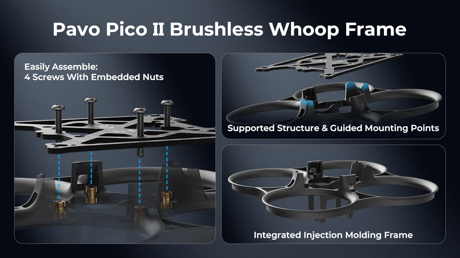 Pavo Pico II Brushless Whoop Frame — cechy