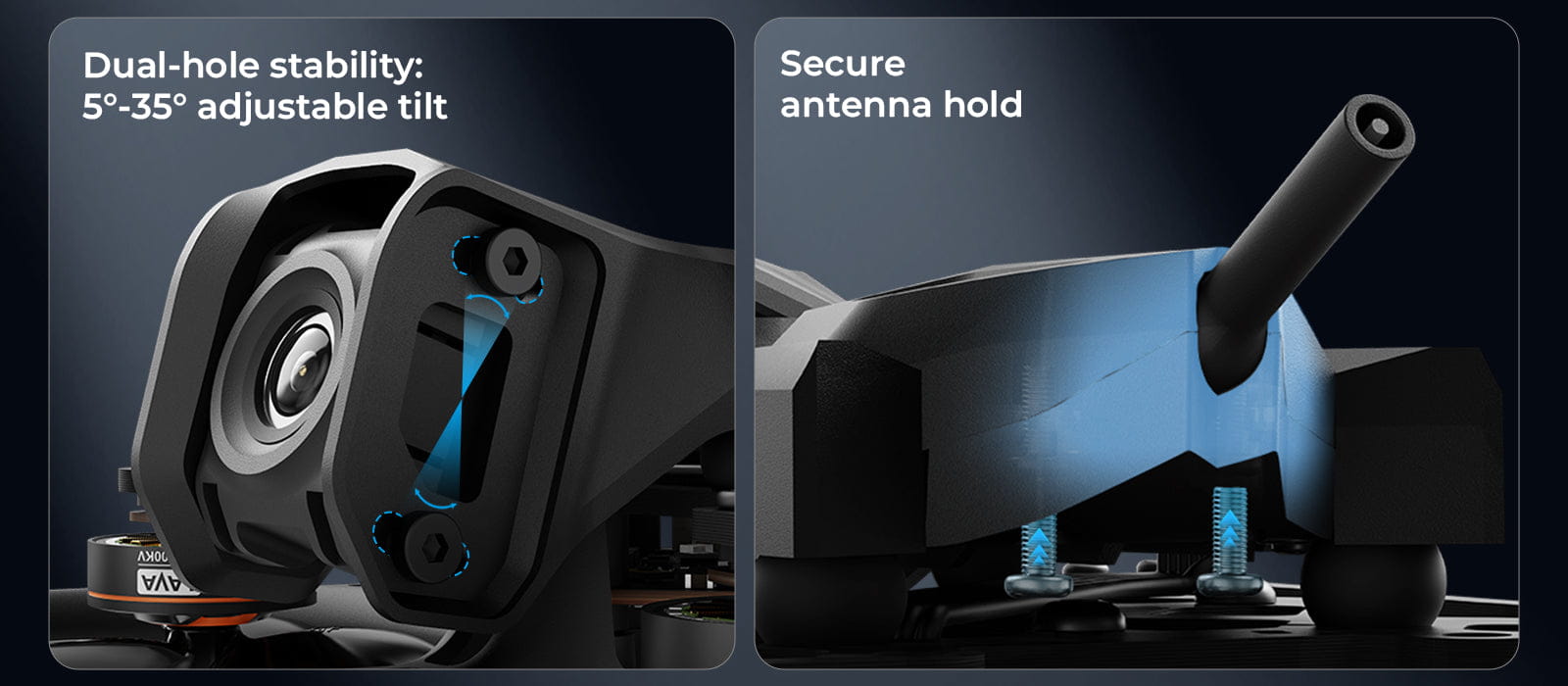 O4 Air Unit Bracket II — podwójne otwory i mocowanie anteny