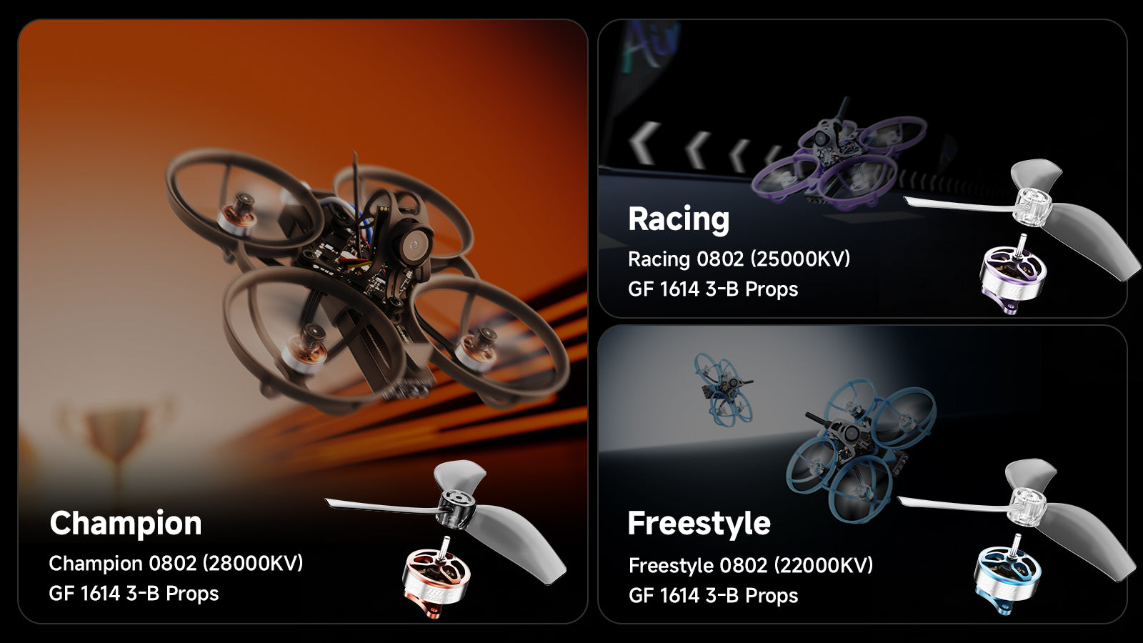 Air75 II Brushless Whoop Quadcopter 3 propulsion systems