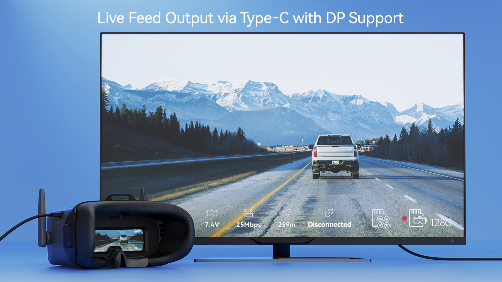 VR04 HD Pro FPV Goggles - live feed output via Type-C